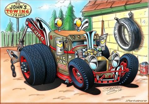 Hotrod Illustrations Cool Car Drawings Cartoon Car Drawing Truck Art