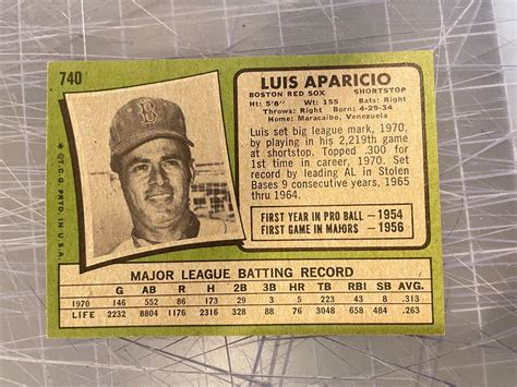 Topps Luis Aparicio Boston Red Sox High Baseball Card Nm Ebay