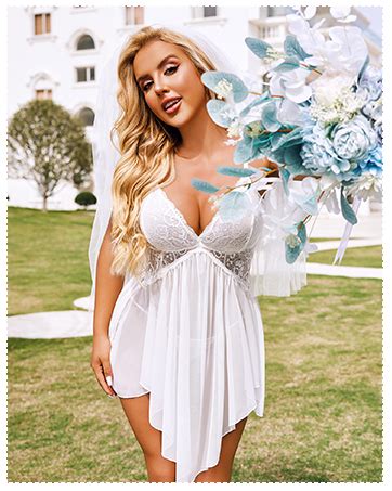 Avidlove Bridal Lingerie For Women Lace Babydoll Sleepwear V Neck Boudoir Outfits Wedding