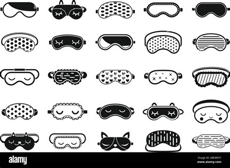 Eye Sleeping Mask Icons Set Simple Set Of Eye Sleeping Mask Vector