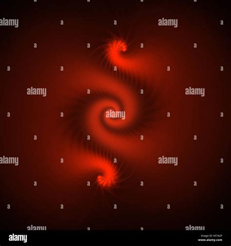 Fractal Illustration Of A Red Spiral With Two Dragons Stock Photo Alamy