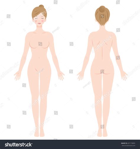 Nude Woman Standing Front Back View Stock Vector Royalty Free Shutterstock
