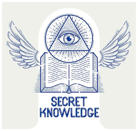 Premium Vector Secret Knowledge Vintage Open Winged Book With All