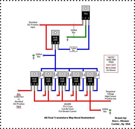 High Current Regulator Using 78xx Regulator And Mje3055 Npn Transistors Electronic Circuit