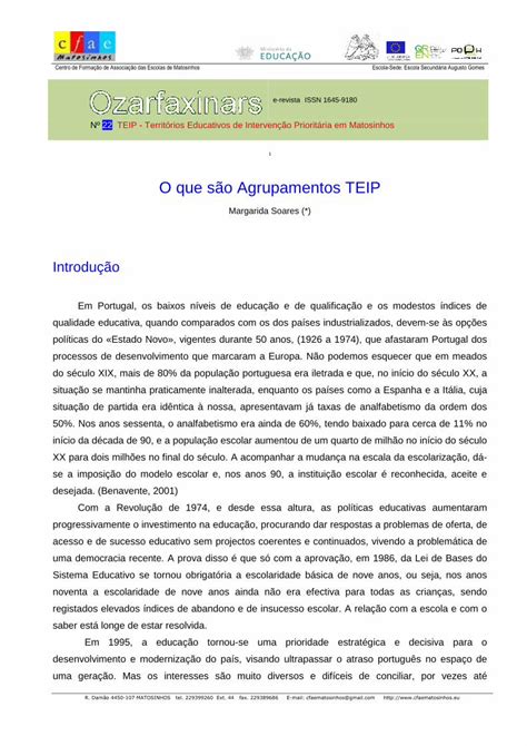 Pdf O Que S O Agrupamentos Teip Cfaematosinhos Eu Educa O