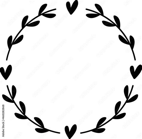 Heart Plant Leaf Flourish Circular Frame Svg Vector Cut File For Cricut