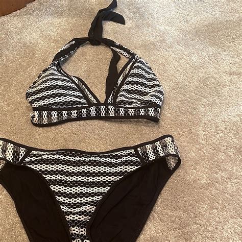 Becca Netted Black And White Bikini Gem