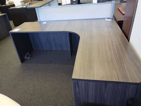 Performance Furnishings Corner Extension L Desk Coastal Gray Laber