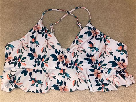 Womens 3XL Plus Size Floral Bikini Swim Top Crisscross Back No Pads EBay