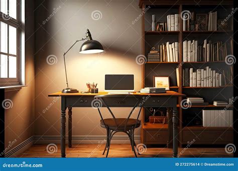 Interior of Empty Home Office Room in Clic Style with Wooden Table ...