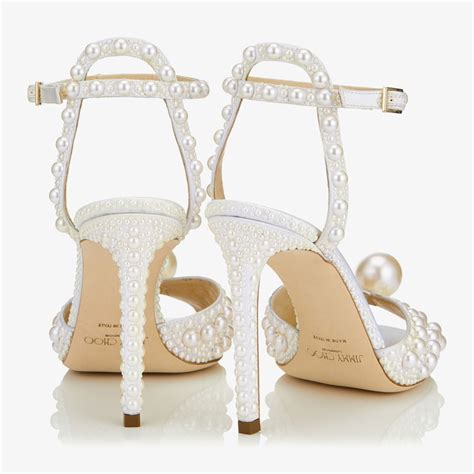 White Satin Sandals With All Over Pearls Sacora Autumn Winter