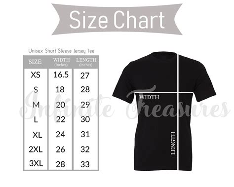 Bella Canvas 3001 Size Chart Unisex Short Sleeve T Shirt Etsy