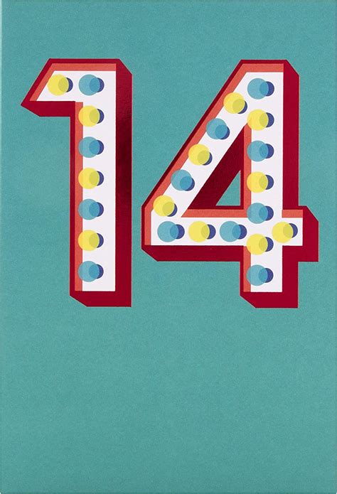 Amazon.com : Hallmark 14th Birthday Card 'Happy' - Medium : Office Products