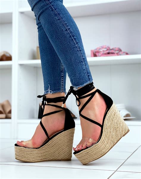 Tie Up Wedges Black Atelier Yuwaciaojp