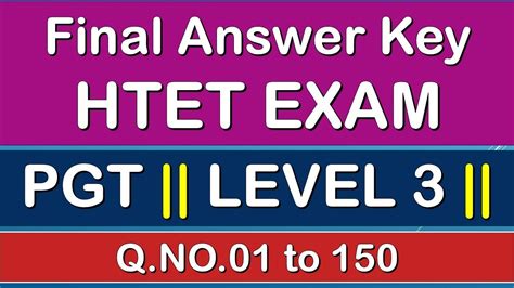 Htet Exam Final Answer Key Pgt Level 3 Qno01 To 150 Youtube