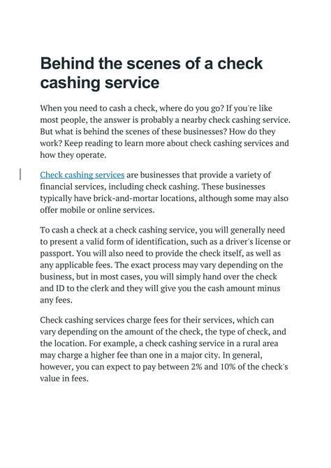 Behind The Scenes Of A Check Cashing Service By Check Into Cash