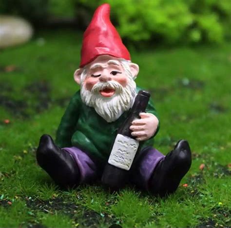 Drunk Garden Gnome Drôle Mini Statue Extérieure Etsy