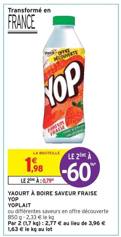 Promo Yoplait Yaourt Boire Saveur Fraise Yop Chez Intermarch