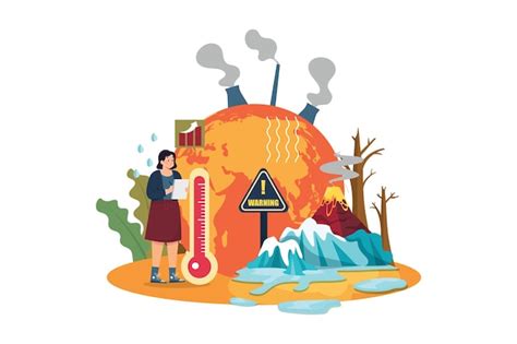 Concepto De Ilustración De Cambio Climático Sobre Fondo Blanco Vector Premium