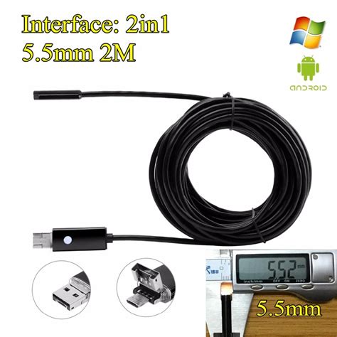 2in1 USB Android Endoscope 5 5mm Mini Inspection Camera IP67 USB