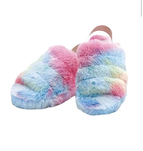 Rainbow Furry Slippers - Marlee Janes