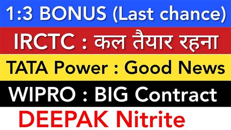 Tata Power Share Latest News Irctc Share News Wipro Deepak