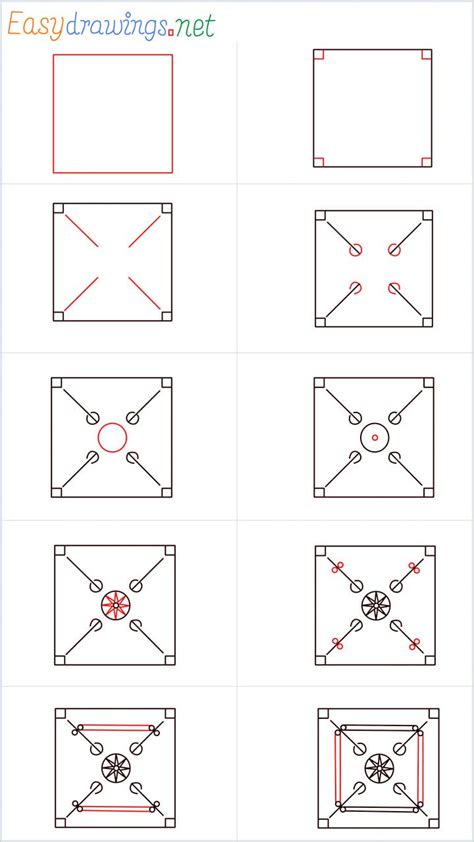 10 Easy Easy Step Carrom Board Drawing Lessons Creed Easy Drawings