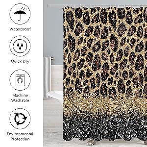 Amazon Gibelle 4 Pcs Leopard Print Shower Curtain Set With Non