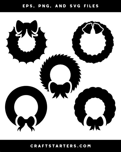 Simple Christmas Wreath Silhouette Clip Art