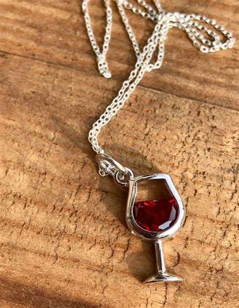 Red Wine Necklace Sterling Silver Red Wine Charm 925 Etsy