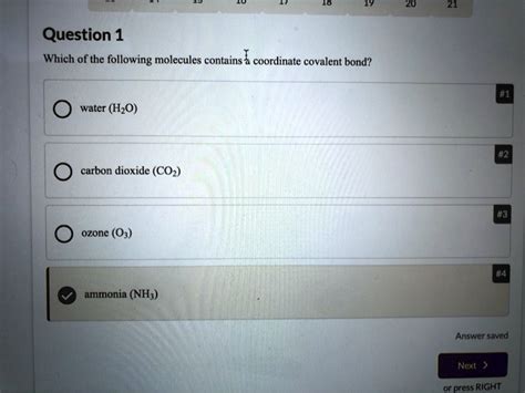 SOLVED Question 1 Which Of The Following Molecules Contains Coordinate