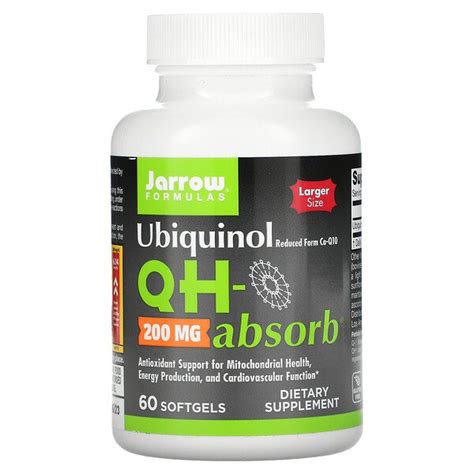 Jarrow Formulas Ubiquinol Qh Absorb Mg Softgels Singapore