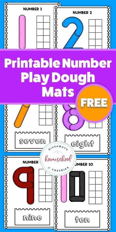 Easy Printable Number Playdough Mats 1 10