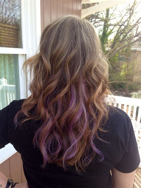 Pastel Purple Highlights On Dark Blonde Curly Hair Blonde Hair With Purple Tips Purple