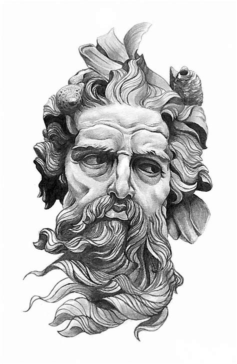 Poseidon Portrait Nyks Art Poseidon Tattoo Zeus Tattoo Statue Tattoo