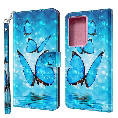 Blauwe Vlinders Bookcase Hoesje Samsung Galaxy S21 Ultra