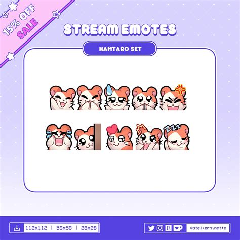 Stream Hamtaro Emotes for Twitch Discord Youtube Hamster Cute Laugh ...