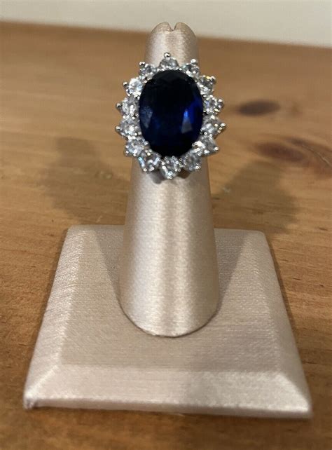 Kenneth Jay Lane Kjl Princess Diana Faux Sapphire Cz Gem