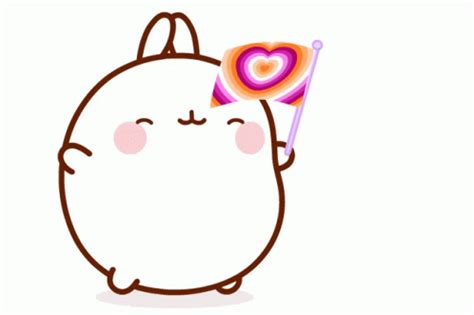 Lesbian Flag Molang Sticker Lesbian Flag Molang Waving The Lgbtqia Flag Discover Share GIFs