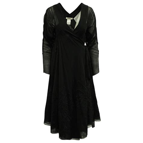 Chloé Chloe Floral Embroidered Sheer Sleeves Evening Dress in Black