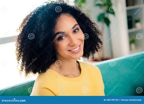 Photo Of Positive Gorgeous Optimistic Woman With Perming Coiffure Wear