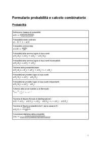 Formulario calcolo combinatorio e probabilità Schemi e mappe