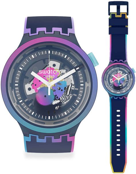 Swatch Ρολόι Big Bold Rainbow Win The Night με Καουτσούκ Λουράκι σε