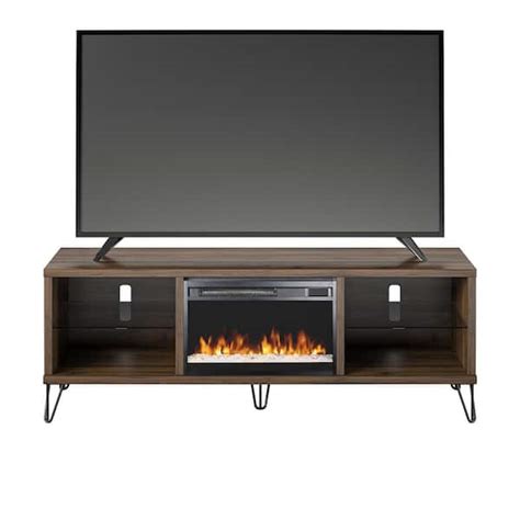 Novogratz Concord Walnut Fireplace TV Stand Fits TV's up to 70 in. with ...