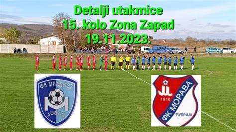 Detalji utakmice FK MLADOST JOVAC FK MORAVA 1918 ĆUPRIJA 15 kolo zona