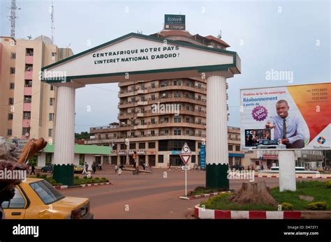 Central African Republic. August 2012. Bangui. Arch by roundabout in ...