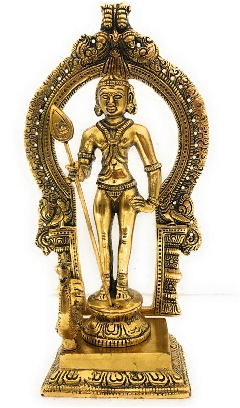 Golden Gold Plated Metal Gold Plated Lord Murugan Statue For Home