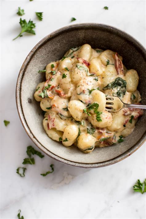 15 Minute One Pan Creamy Sun Dried Tomato And Basil Gnocchi Salt