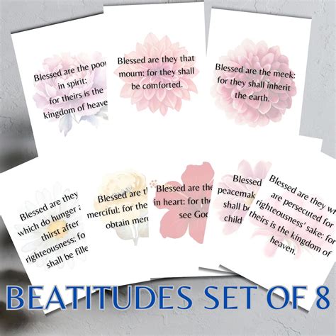 Printable Beatitudes Set Of 8 Matthew 53 10 8 Beatitudes Artwork Kjv Bible Verse Wall Art