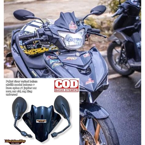 Jual Paket Variasi Spion X1 Plus Visor Model Batman Pnp Yamaha Jupiter